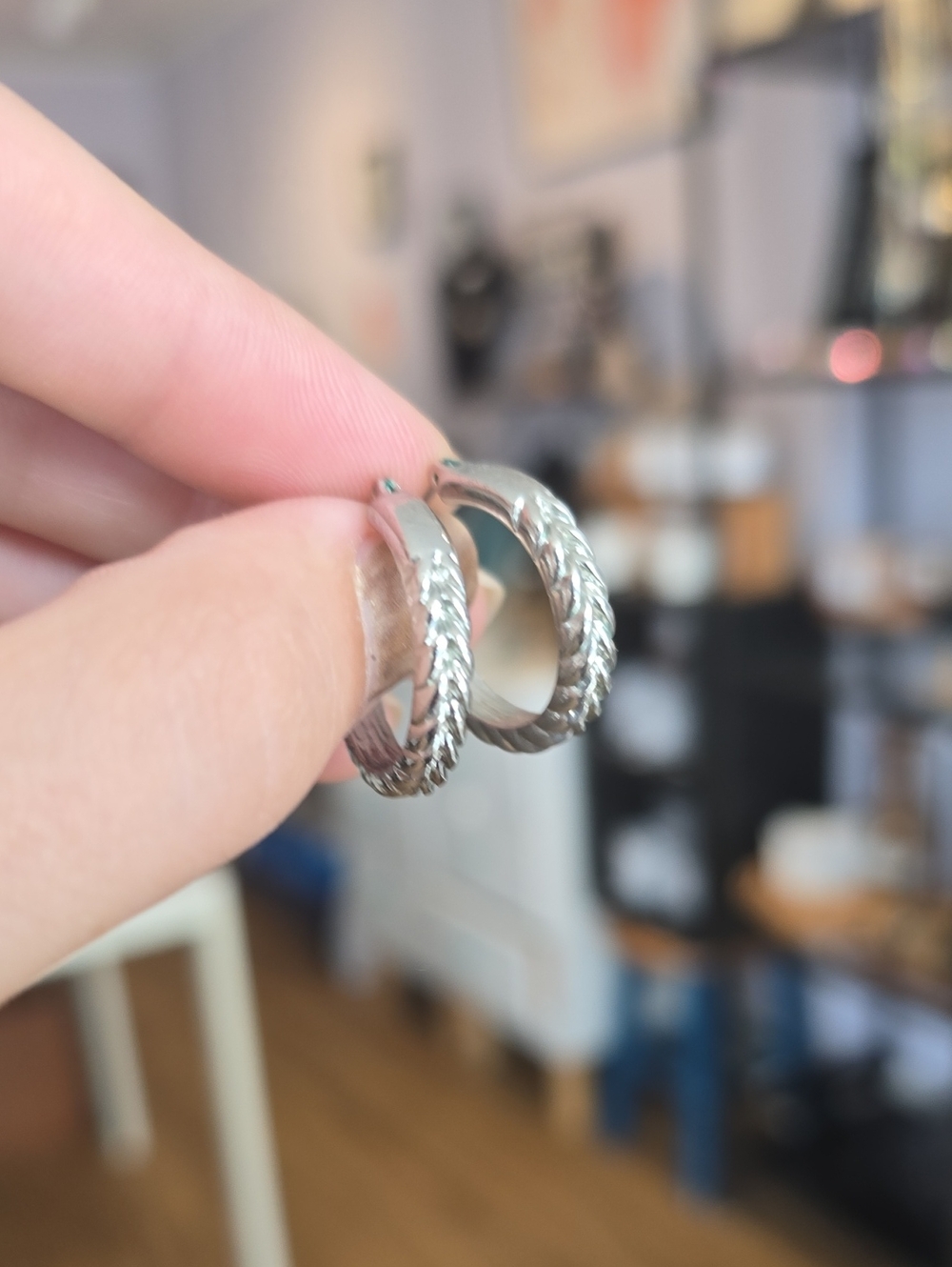 VTG Silver Textured Hoop Earrings